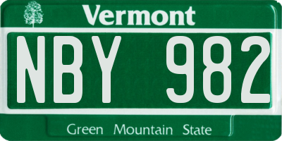 VT license plate NBY982