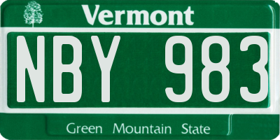 VT license plate NBY983