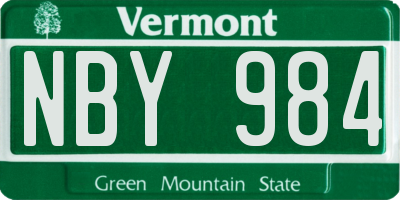 VT license plate NBY984