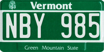 VT license plate NBY985