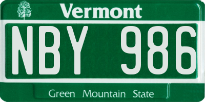 VT license plate NBY986