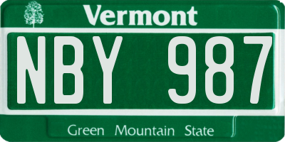VT license plate NBY987