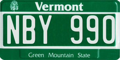 VT license plate NBY990