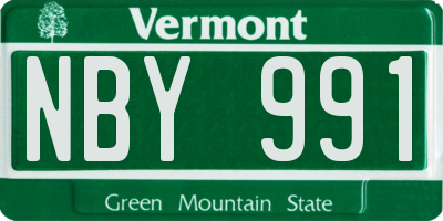 VT license plate NBY991