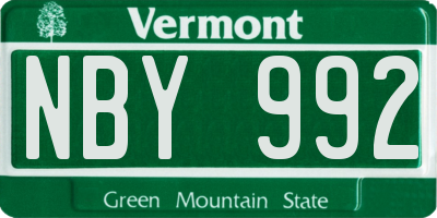 VT license plate NBY992