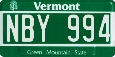 VT license plate NBY994