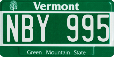 VT license plate NBY995