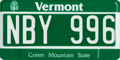 VT license plate NBY996