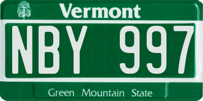 VT license plate NBY997