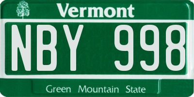 VT license plate NBY998