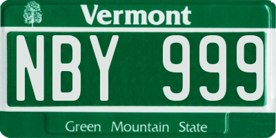 VT license plate NBY999