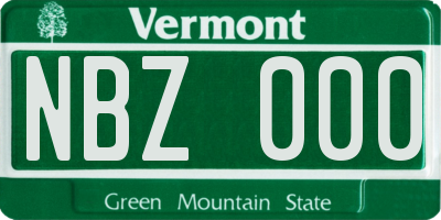 VT license plate NBZ000