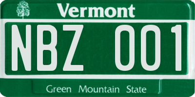 VT license plate NBZ001