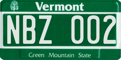 VT license plate NBZ002