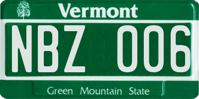 VT license plate NBZ006