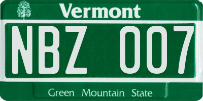 VT license plate NBZ007
