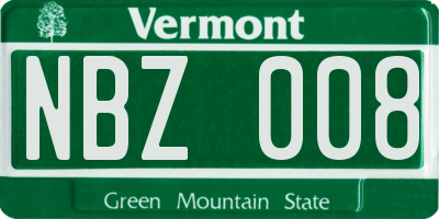 VT license plate NBZ008