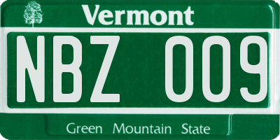 VT license plate NBZ009