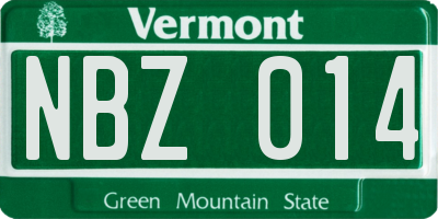 VT license plate NBZ014