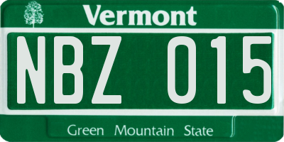 VT license plate NBZ015