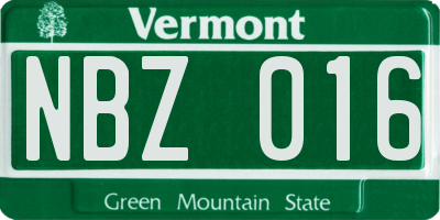 VT license plate NBZ016