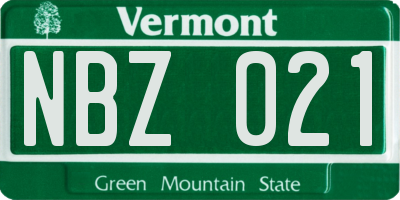 VT license plate NBZ021