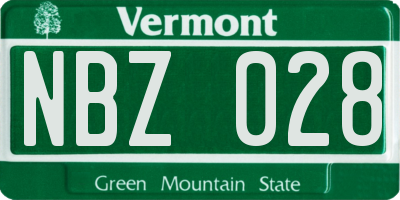 VT license plate NBZ028