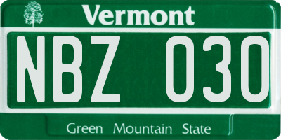VT license plate NBZ030