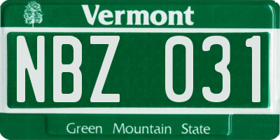 VT license plate NBZ031
