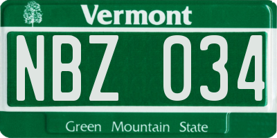 VT license plate NBZ034