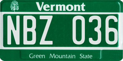 VT license plate NBZ036