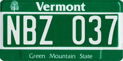 VT license plate NBZ037