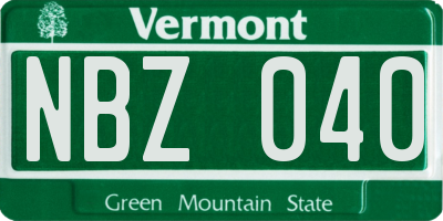 VT license plate NBZ040