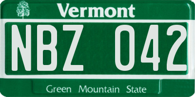 VT license plate NBZ042