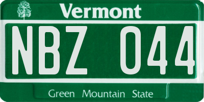 VT license plate NBZ044