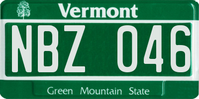 VT license plate NBZ046