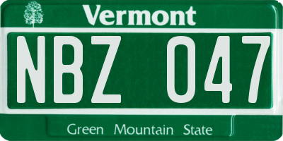 VT license plate NBZ047
