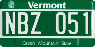 VT license plate NBZ051
