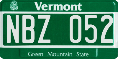 VT license plate NBZ052