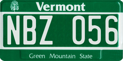 VT license plate NBZ056