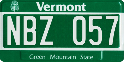 VT license plate NBZ057