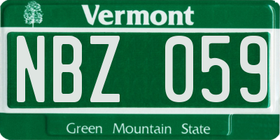 VT license plate NBZ059