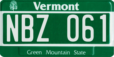 VT license plate NBZ061