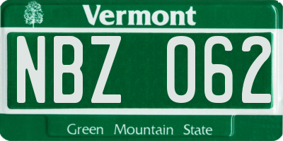 VT license plate NBZ062