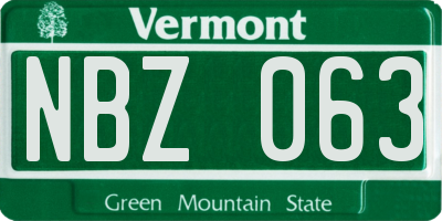VT license plate NBZ063