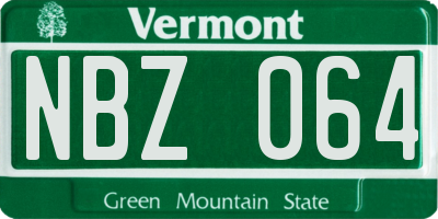 VT license plate NBZ064