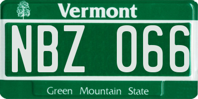 VT license plate NBZ066