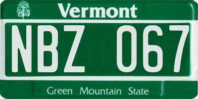 VT license plate NBZ067