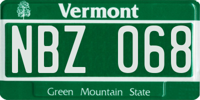 VT license plate NBZ068