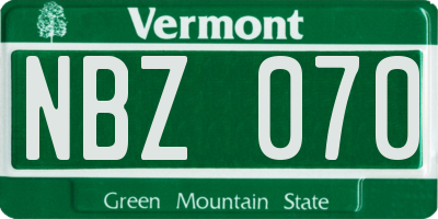 VT license plate NBZ070